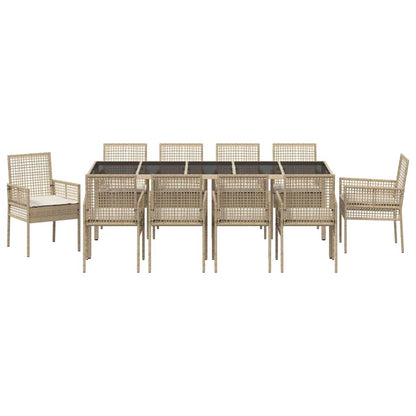 Set da Pranzo per Giardino 11 pcs Beige polyrattan | homemem39