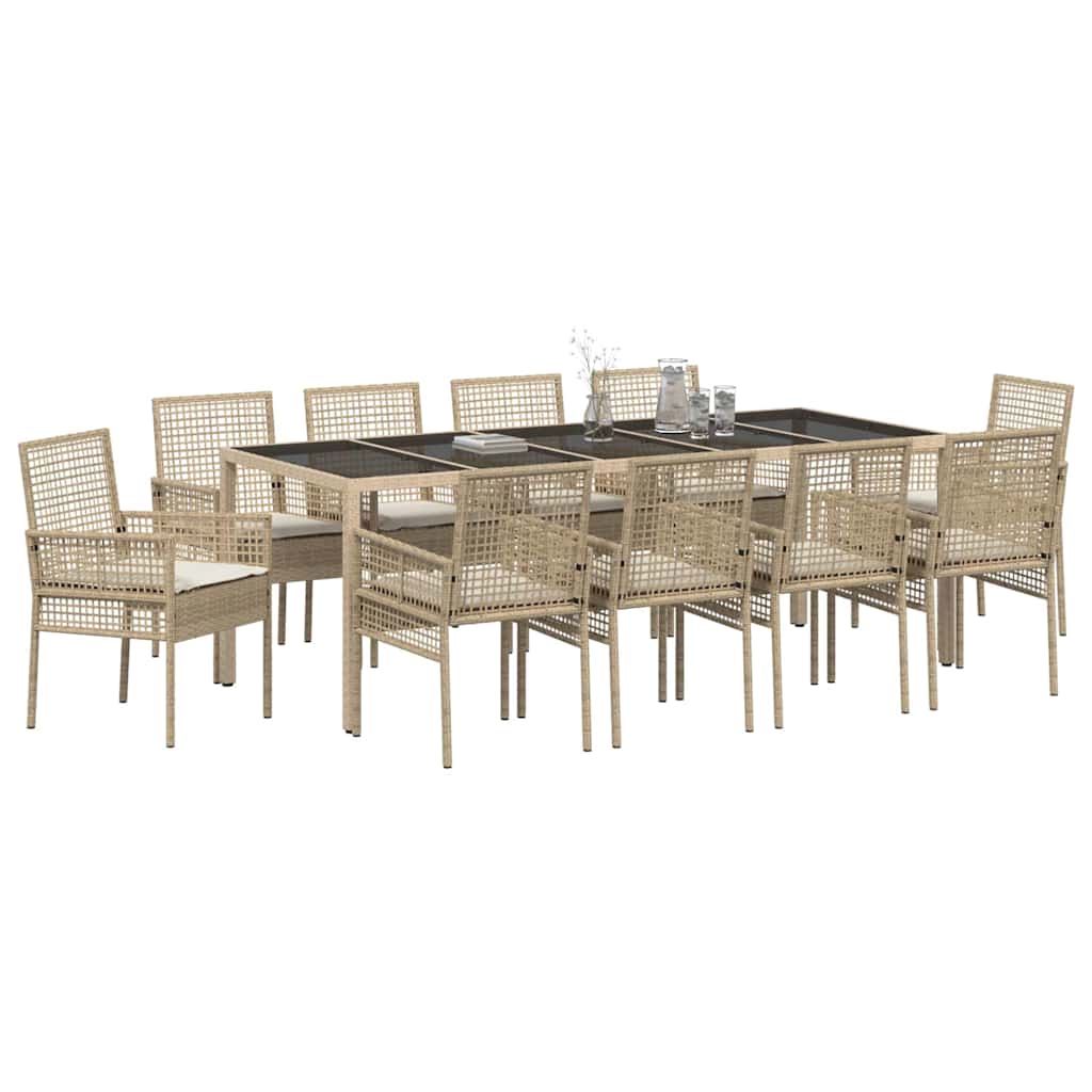 Set da Pranzo per Giardino 11 pcs Beige polyrattan | homemem39