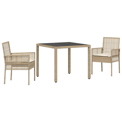 Set da Pranzo per Giardino 3 pcs Beige polyrattan | homemem39