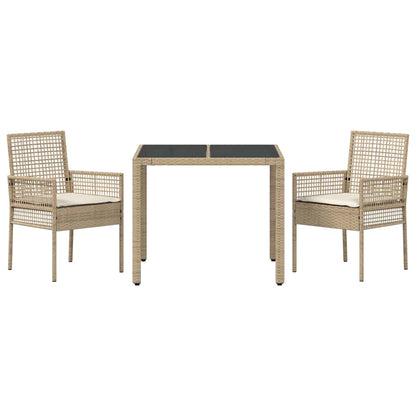 Set da Pranzo per Giardino 3 pcs Beige polyrattan | homemem39