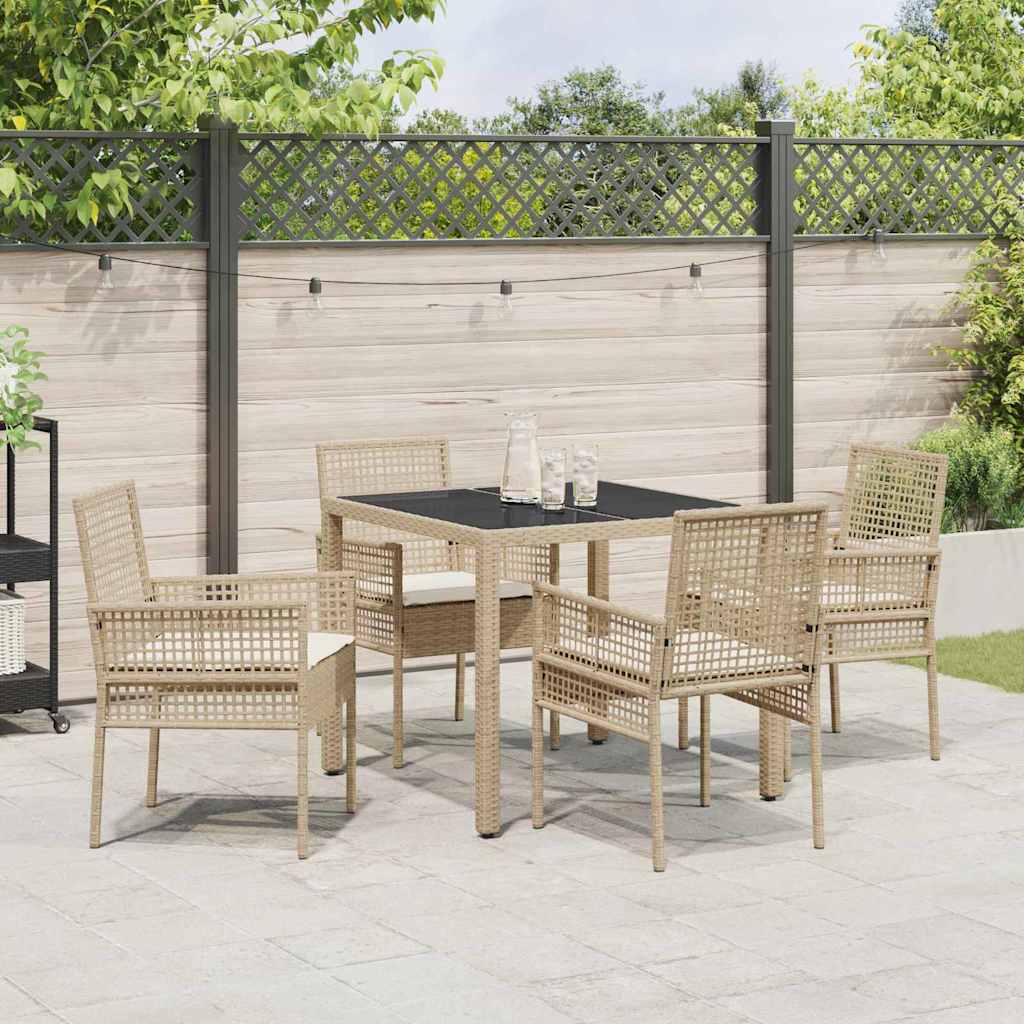 Set da Pranzo per Giardino 5 pcs Beige polyrattan | homemem39