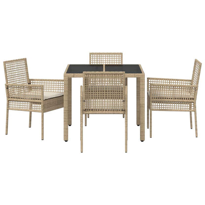Set da Pranzo per Giardino 5 pcs Beige polyrattan | homemem39