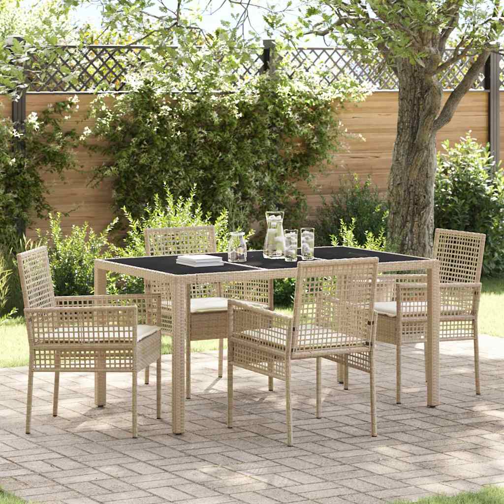 Set da Pranzo per Giardino 5 pcs Beige polyrattan | homemem39