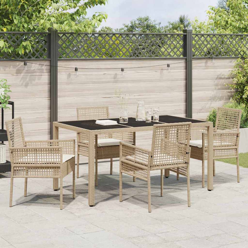 Set da Pranzo per Giardino 5 pcs Beige polyrattan | homemem39