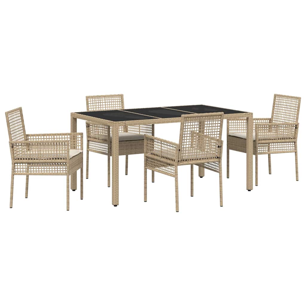 Set da Pranzo per Giardino 5 pcs Beige polyrattan | homemem39