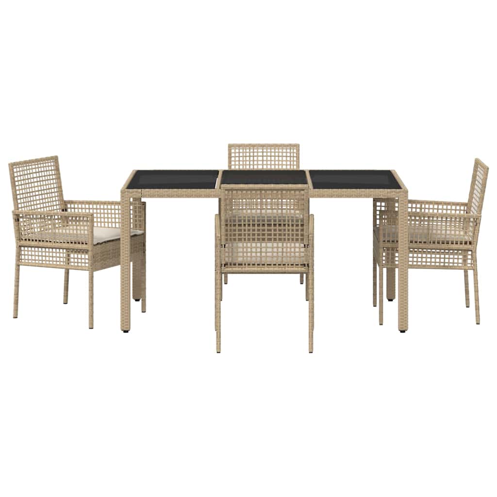 Set da Pranzo per Giardino 5 pcs Beige polyrattan | homemem39