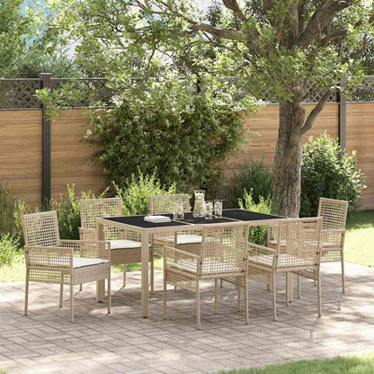 Set da Pranzo per Giardino 7 pcs Beige polyrattan | homemem39