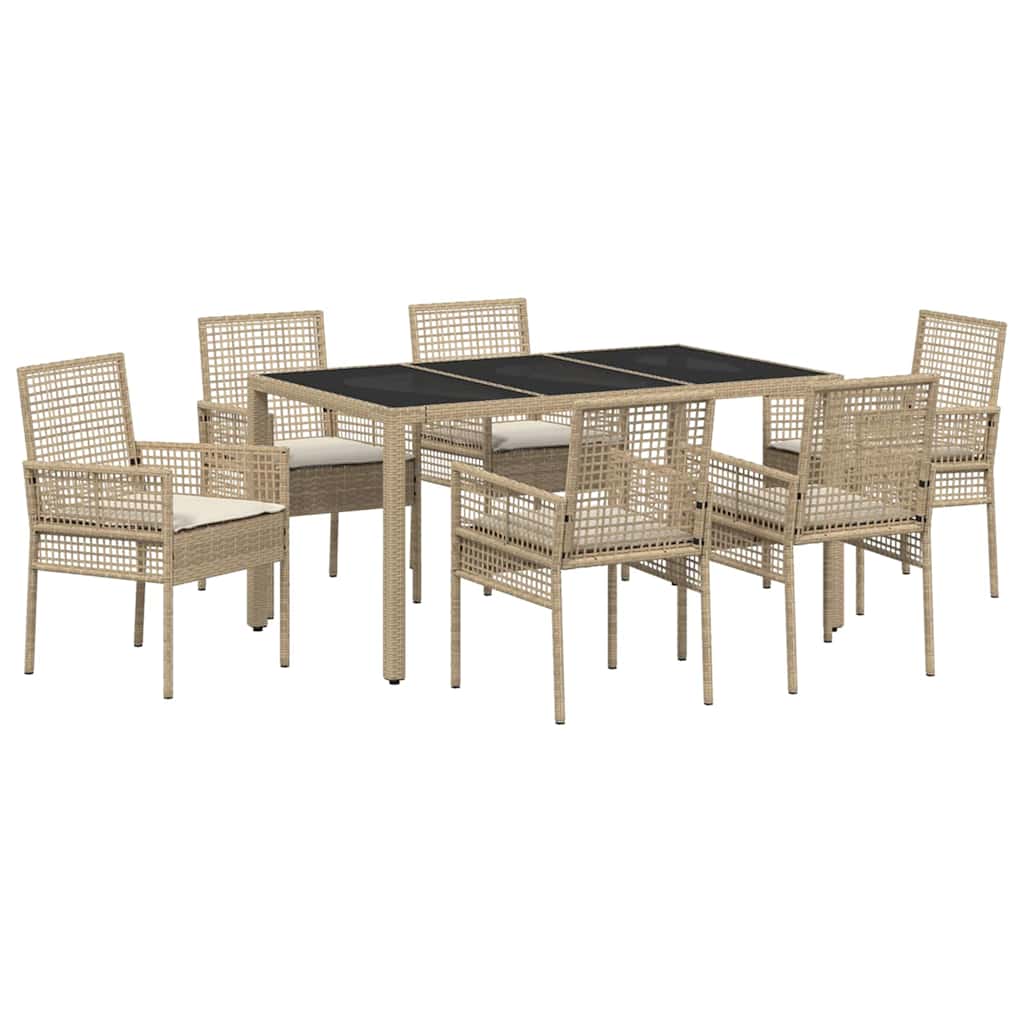Set da Pranzo per Giardino 7 pcs Beige polyrattan | homemem39