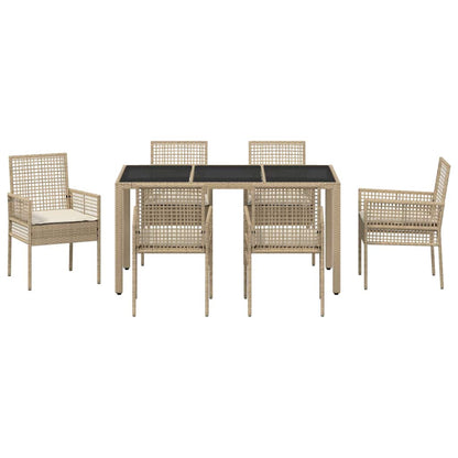 Set da Pranzo per Giardino 7 pcs Beige polyrattan | homemem39