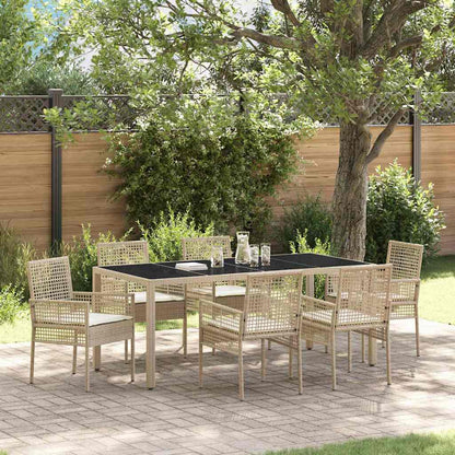 Set da Pranzo per Giardino 7 pcs Beige polyrattan | homemem39