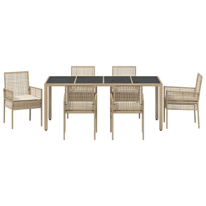 Set da Pranzo per Giardino 7 pcs Beige polyrattan | homemem39