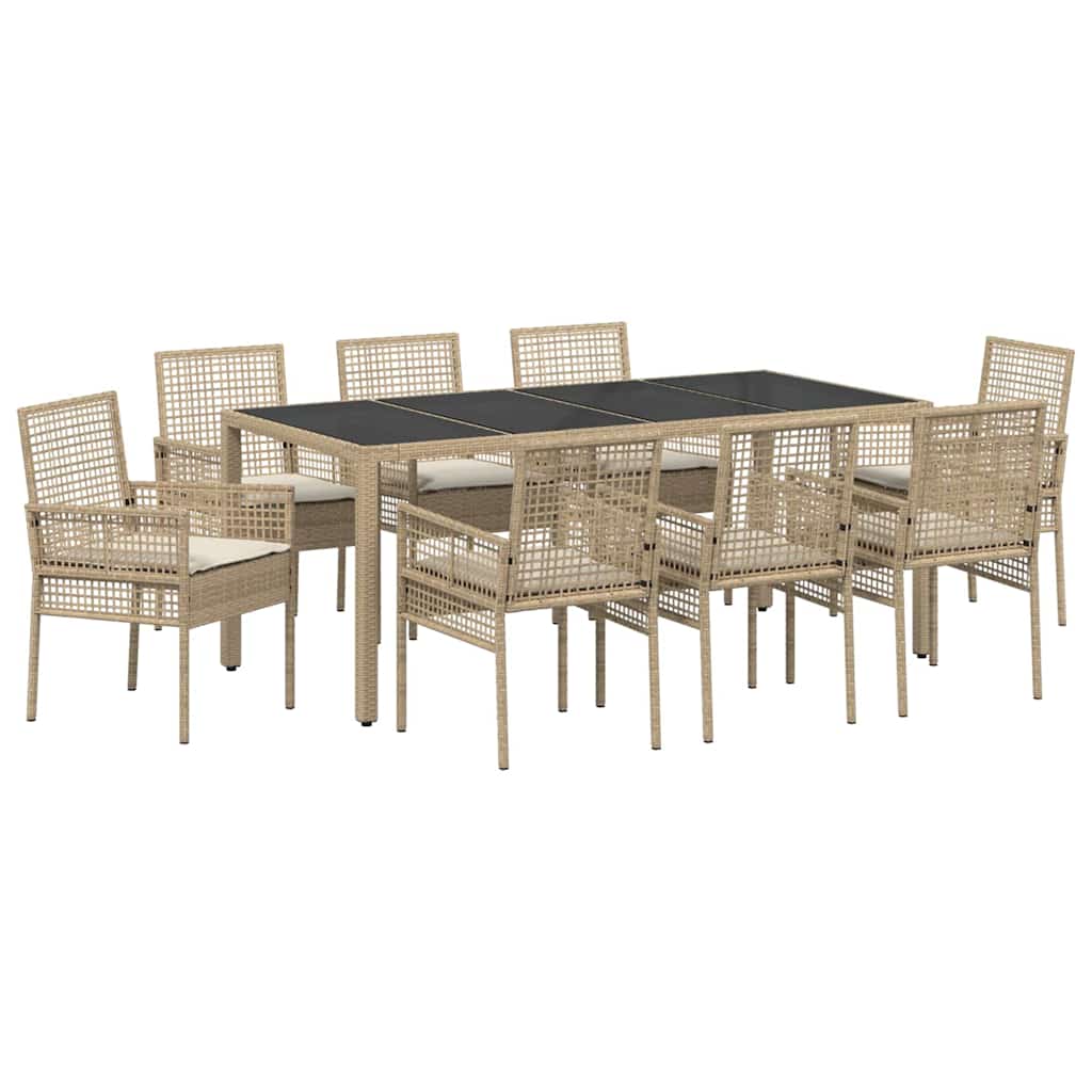 Set da Pranzo per Giardino 9 pcs Beige polyrattan | homemem39