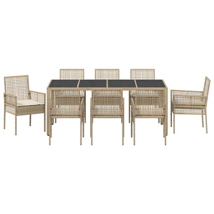 Set da Pranzo per Giardino 9 pcs Beige polyrattan | homemem39