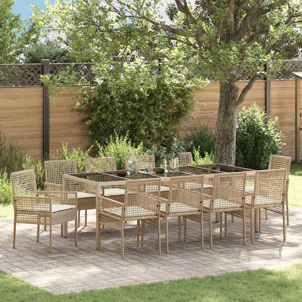 Set da Pranzo per Giardino 11 pcs Beige polyrattan | homemem39