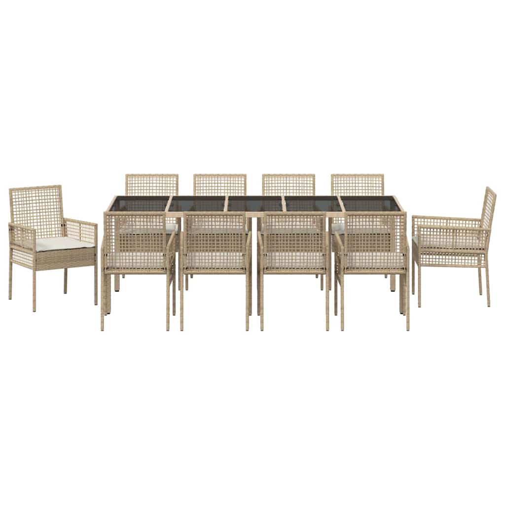 Set da Pranzo per Giardino 11 pcs Beige polyrattan | homemem39