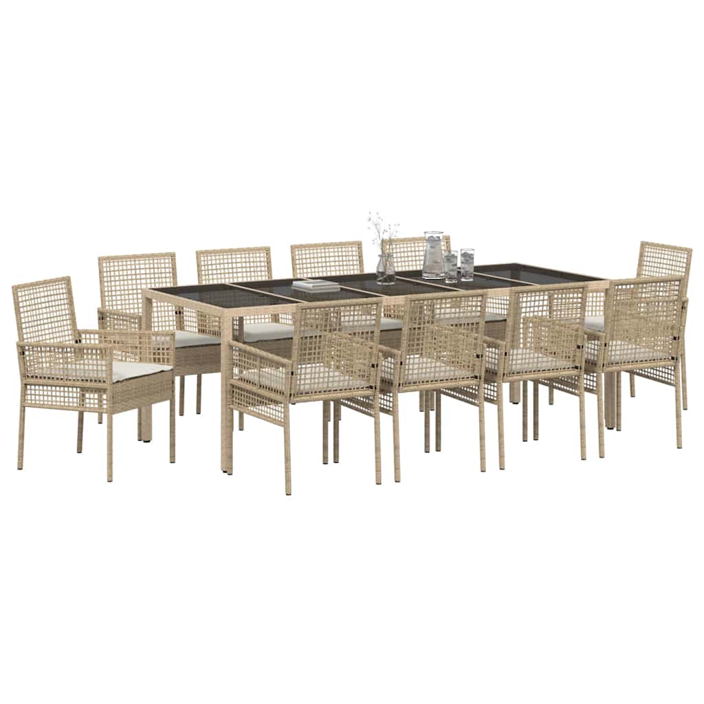 Set da Pranzo per Giardino 11 pcs Beige polyrattan | homemem39