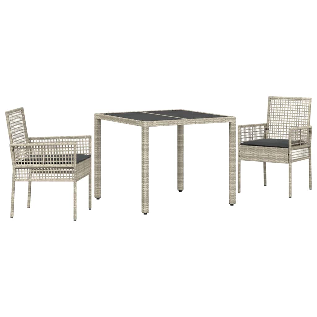 Set da Pranzo per Giardino 3 pcs Grigio chiaro polyrattan | homemem39