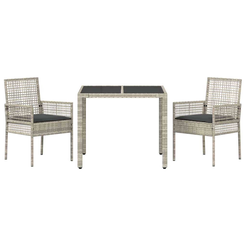 Set da Pranzo per Giardino 3 pcs Grigio chiaro polyrattan | homemem39