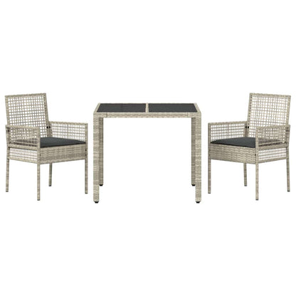 Set da Pranzo per Giardino 3 pcs Grigio chiaro polyrattan | homemem39