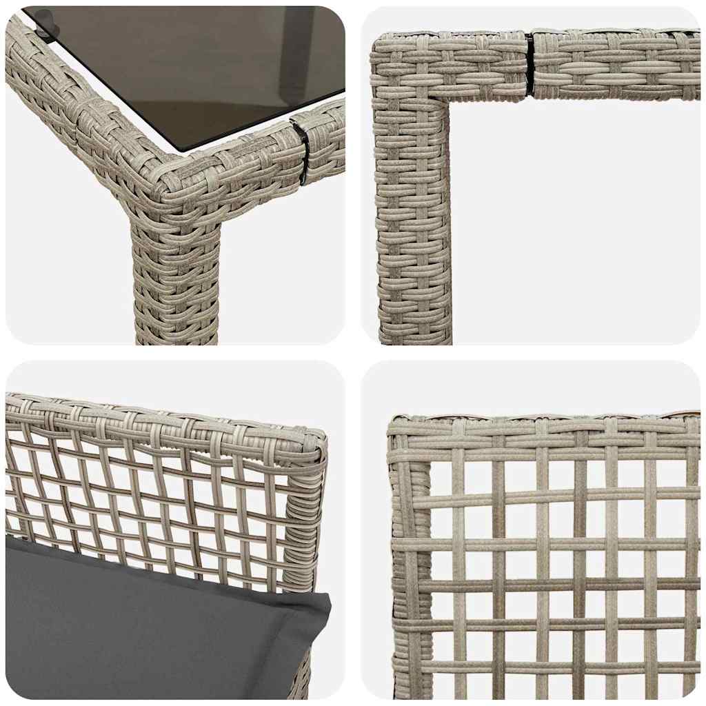 Set da Pranzo per Giardino 5 pcs Grigio chiaro polyrattan | homemem39