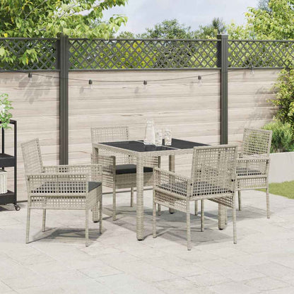 Set da Pranzo per Giardino 5 pcs Grigio chiaro polyrattan | homemem39