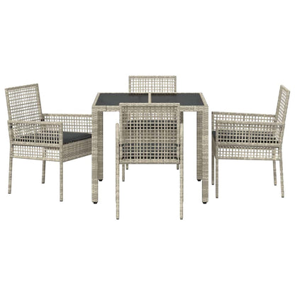 Set da Pranzo per Giardino 5 pcs Grigio chiaro polyrattan | homemem39