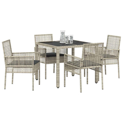 Set da Pranzo per Giardino 5 pcs Grigio chiaro polyrattan | homemem39