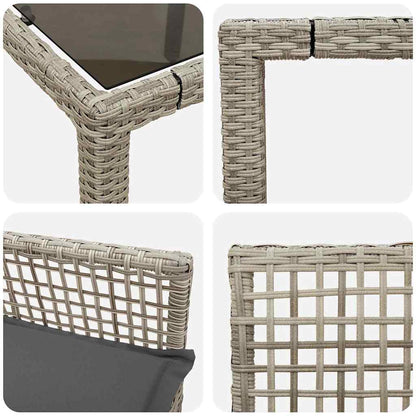 Set da Pranzo per Giardino 5 pcs Grigio chiaro polyrattan | homemem39