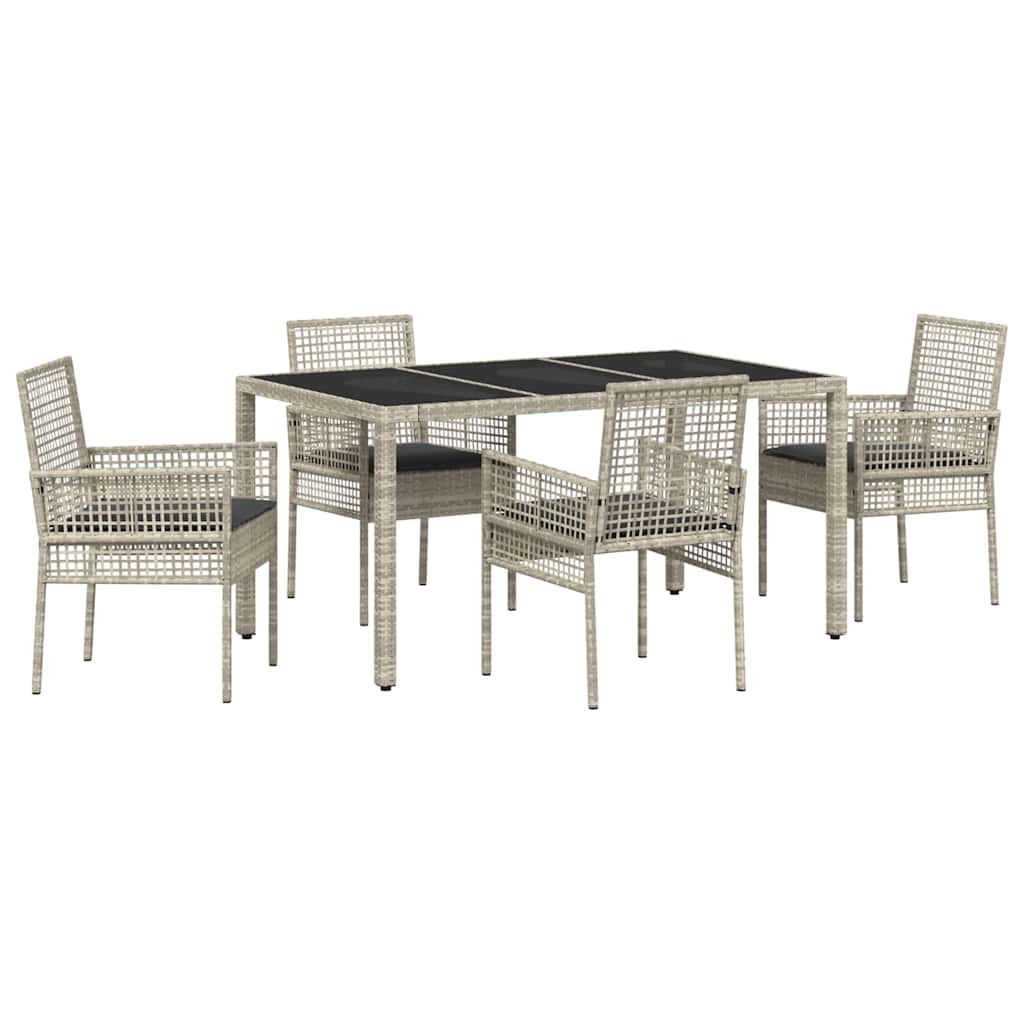 Set da Pranzo per Giardino 5 pcs Grigio chiaro polyrattan | homemem39