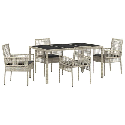Set da Pranzo per Giardino 5 pcs Grigio chiaro polyrattan | homemem39