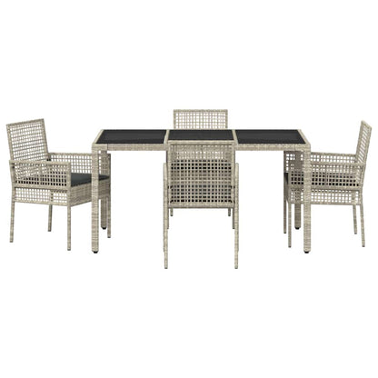 Set da Pranzo per Giardino 5 pcs Grigio chiaro polyrattan | homemem39