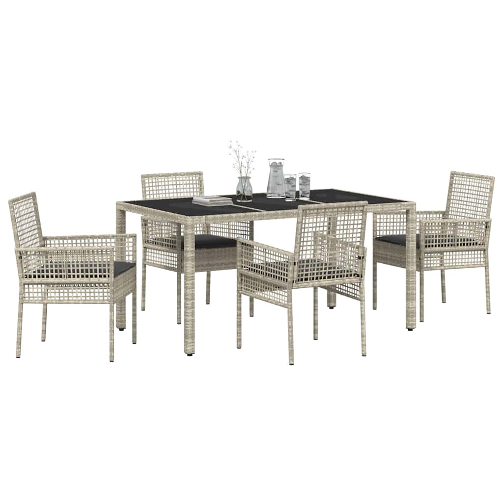 Set da Pranzo per Giardino 5 pcs Grigio chiaro polyrattan | homemem39