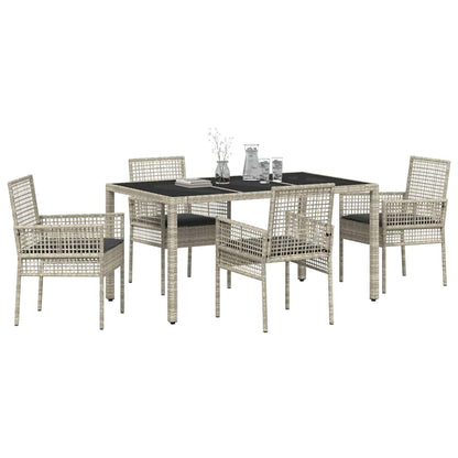 Set da Pranzo per Giardino 5 pcs Grigio chiaro polyrattan | homemem39