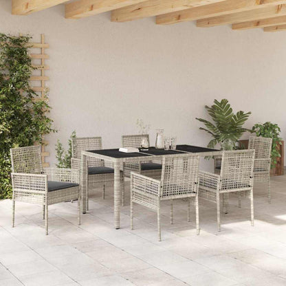 Set da Pranzo per Giardino 7 pcs Grigio chiaro polyrattan | homemem39