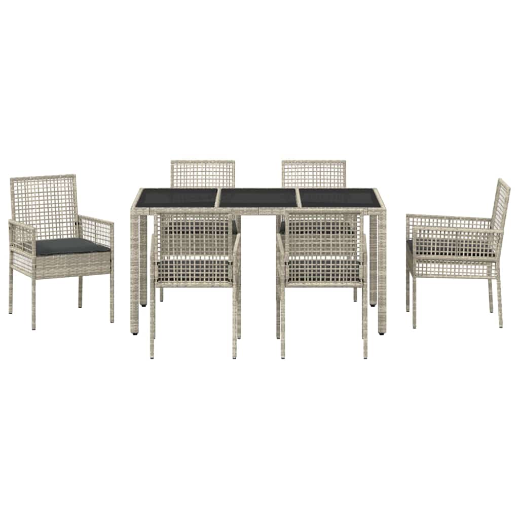 Set da Pranzo per Giardino 7 pcs Grigio chiaro polyrattan | homemem39