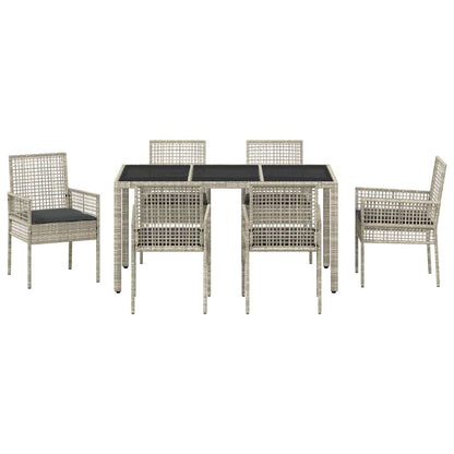Set da Pranzo per Giardino 7 pcs Grigio chiaro polyrattan | homemem39