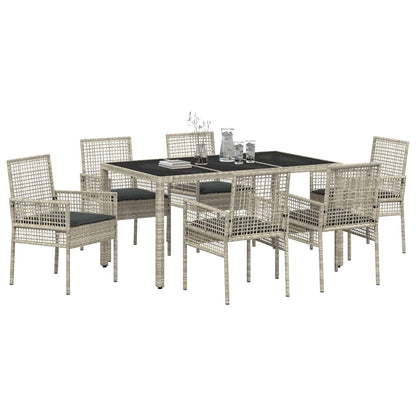 Set da Pranzo per Giardino 7 pcs Grigio chiaro polyrattan | homemem39
