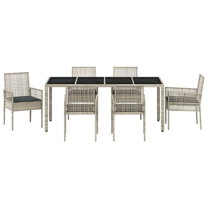 Set da Pranzo per Giardino 7 pcs Grigio chiaro polyrattan | homemem39