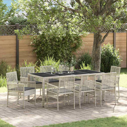 Set da Pranzo per Giardino 9 pcs Grigio chiaro polyrattan | homemem39