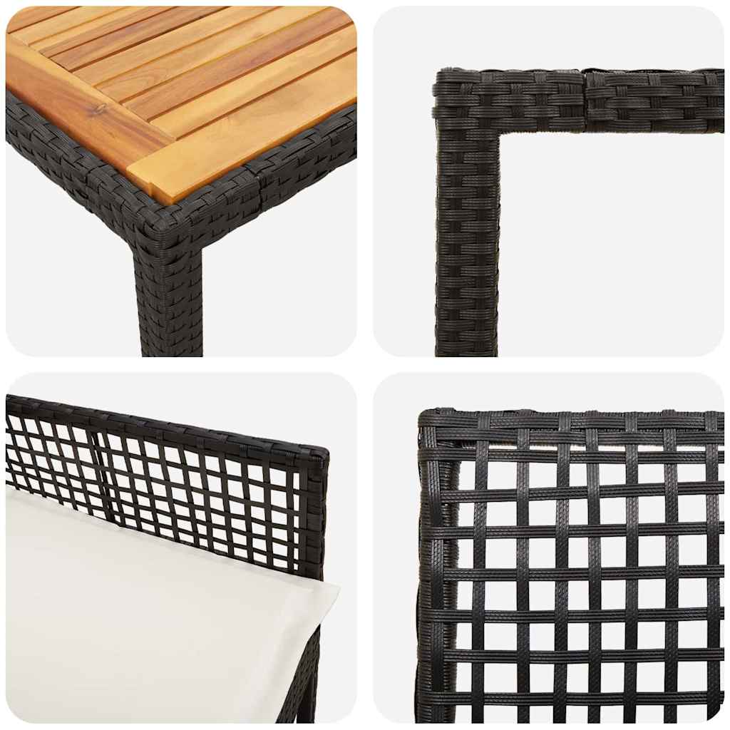 Set da Pranzo per Giardino 5 pcs Nero polyrattan | homemem39