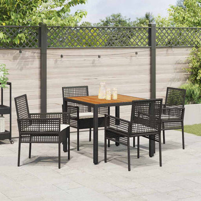 Set da Pranzo per Giardino 5 pcs Nero polyrattan | homemem39