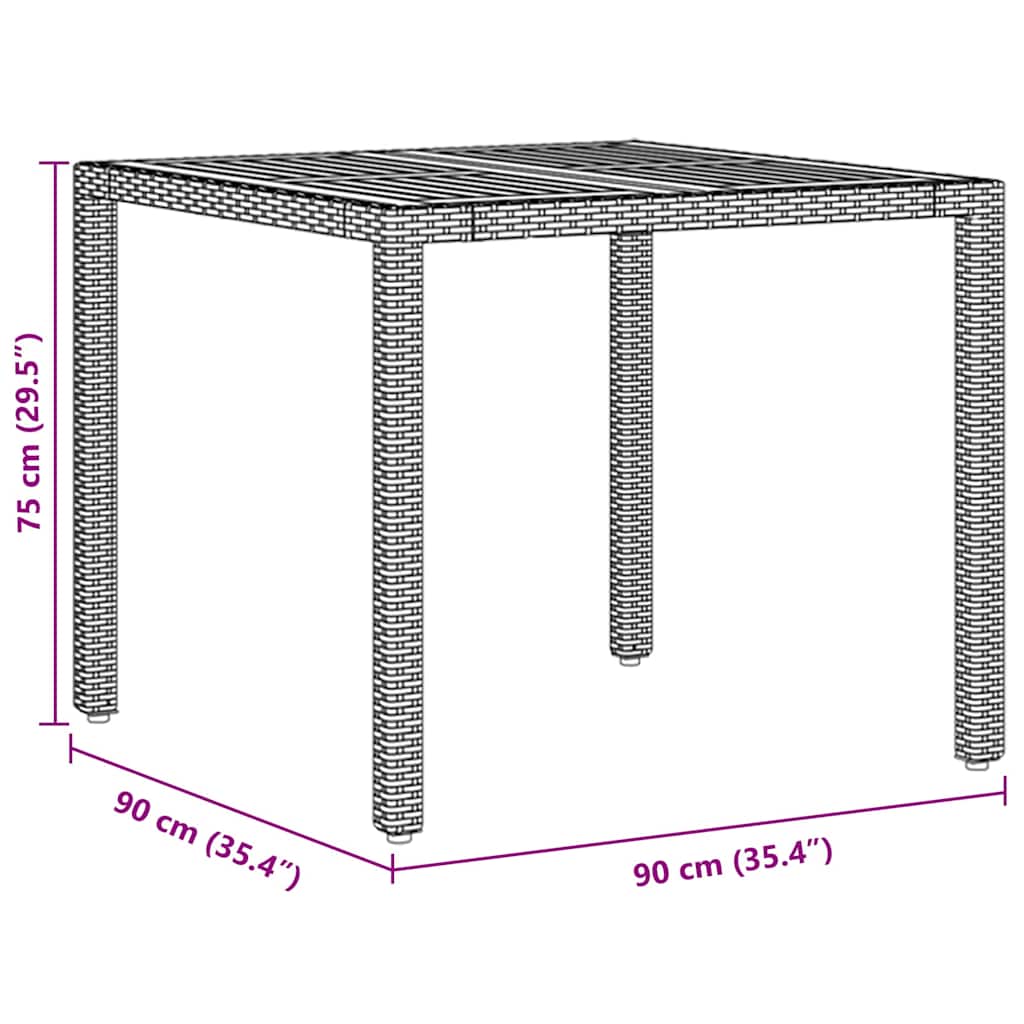 Set da Pranzo per Giardino 5 pcs Nero polyrattan