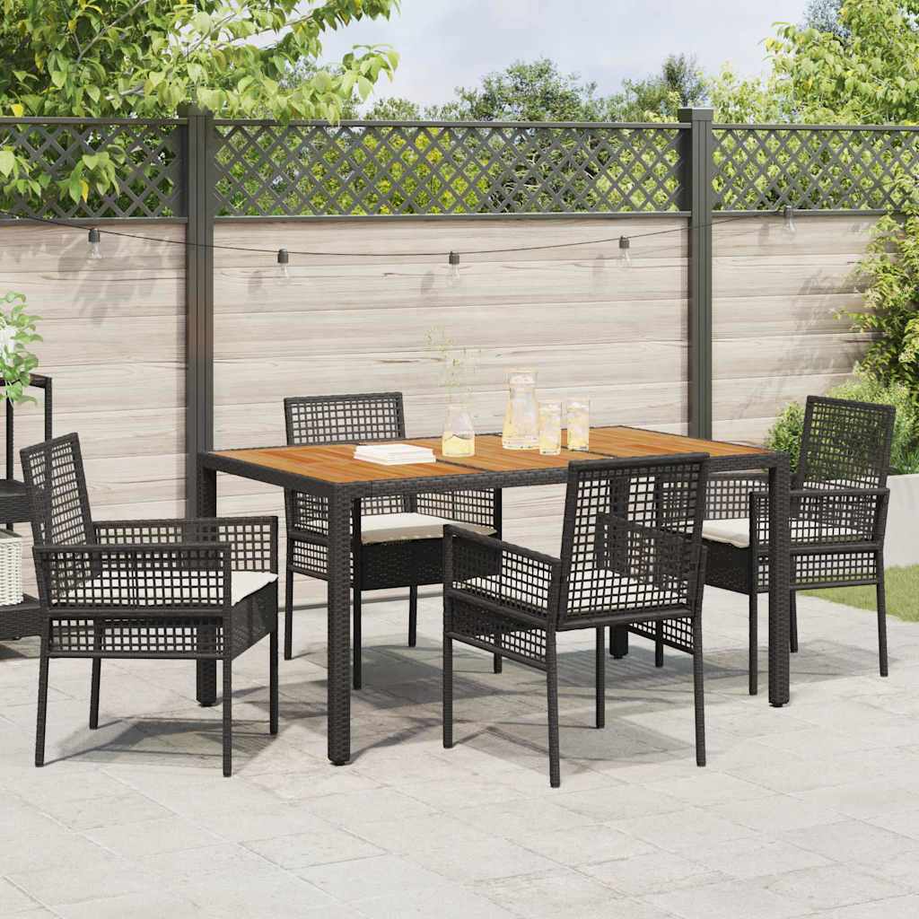 Set da Pranzo per Giardino 5 pcs Nero polyrattan | homemem39