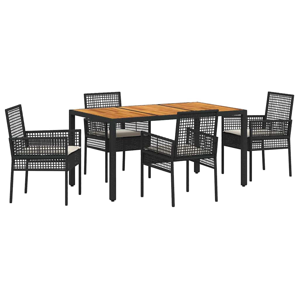 Set da Pranzo per Giardino 5 pcs Nero polyrattan | homemem39