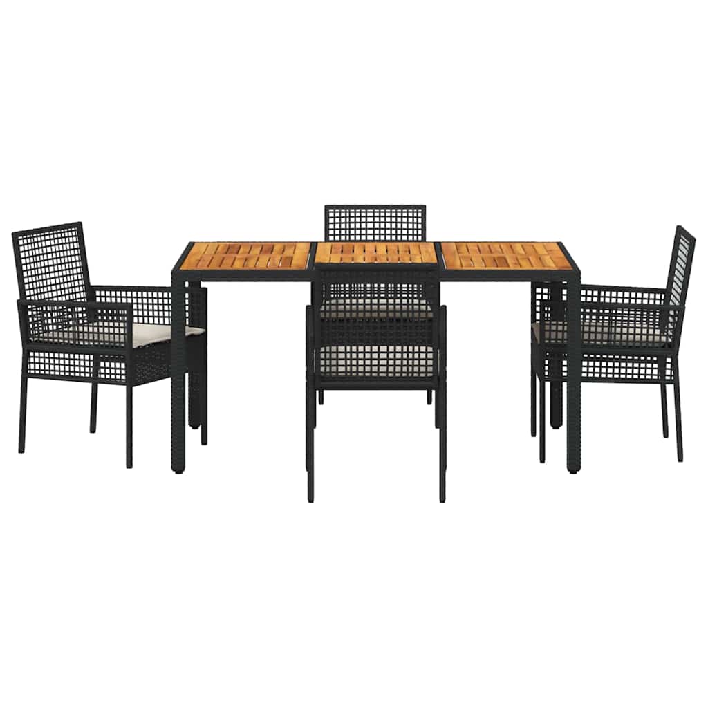 Set da Pranzo per Giardino 5 pcs Nero polyrattan | homemem39