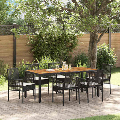 Set da Pranzo per Giardino 7 pcs Nero polyrattan | homemem39