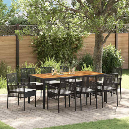 Set da Pranzo per Giardino 9 pcs Nero polyrattan | homemem39
