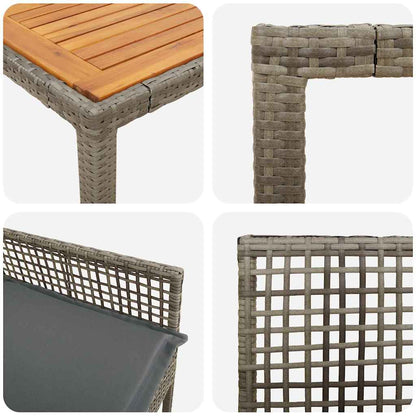 Set da Pranzo per Giardino 3 pcs Grigio polyrattan | homemem39