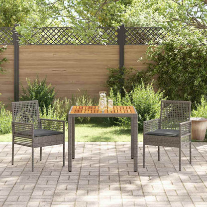 Set da Pranzo per Giardino 3 pcs Grigio polyrattan | homemem39