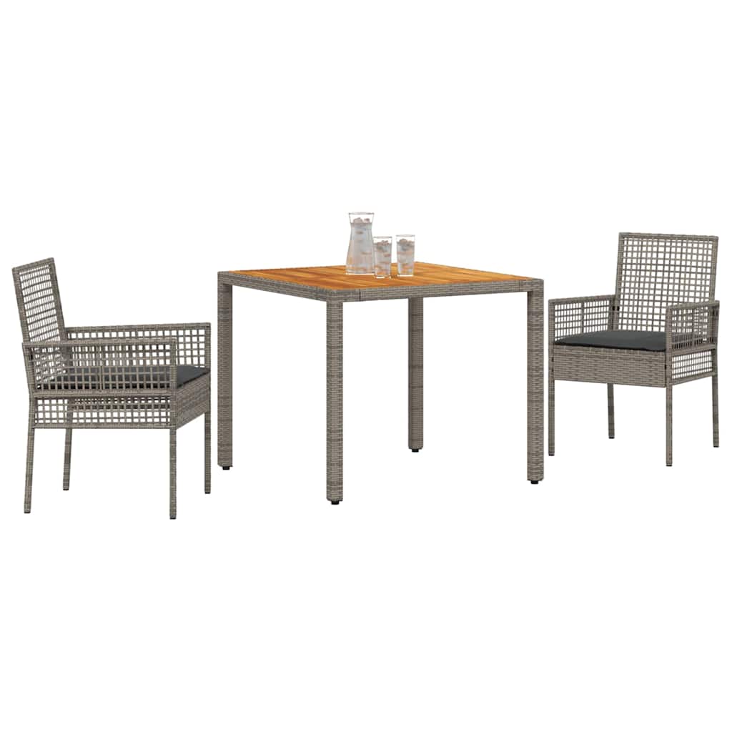 Set da Pranzo per Giardino 3 pcs Grigio polyrattan | homemem39